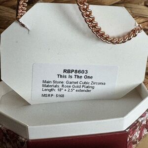 This Is The One Rose Gold Plated Necklace with Garnet Cubic Zirconia